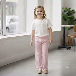 Light Pink and White Girls Pajama Pants